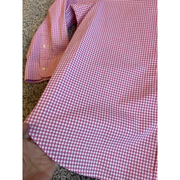 Chaps No Iron Women's Pink White Gingham 3/4 Sleeve Blouse Button-up XLP - Picture 2 of 6